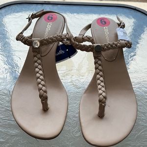 Women size 6 cream colored sandals BCBG